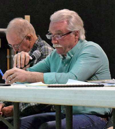 South Bristol Select board member Ken Lincoln answers a question at annual town meeting in March 2020. Lincoln resigned from the board on Jan. 5, one year before his term would have expired, to spend more time with family, he said. (Evan Houk photo, LCN file)