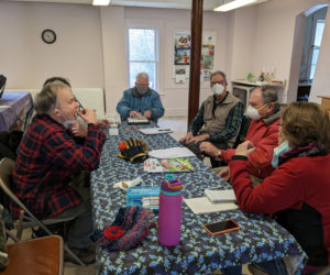 Beginning a fourth year of activity, an informal French conversation group, meets at the Edgecomb Community Church, Mondays from 10-11:30 a.m. (Photo courtesy Margot Stiassni)