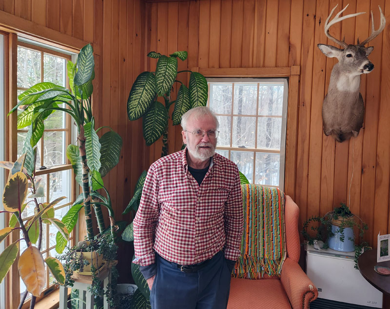 Philip Averill at his home he built in Bristol. Averill currently spends his time restoring the sturcutre that holds the Pemaquid Mill or at home reading about the history of the Vikings.   (Alec Welsh photo)