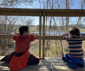 On Taproot Therapeutic Adventures, a program of Bristol-based Hearty Roots, children pause during outings to communicate and reflect, which can include journaling or conversation. The program will expand into additional Lincoln County schools this year. (Photo courtesy Jess Donohoe Ruhlin)