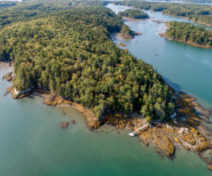 Aerial view of the tip of Plummer Point, purchased by Coastal Rivers in 2022. (Photo courtesy Michael Austin Kane)