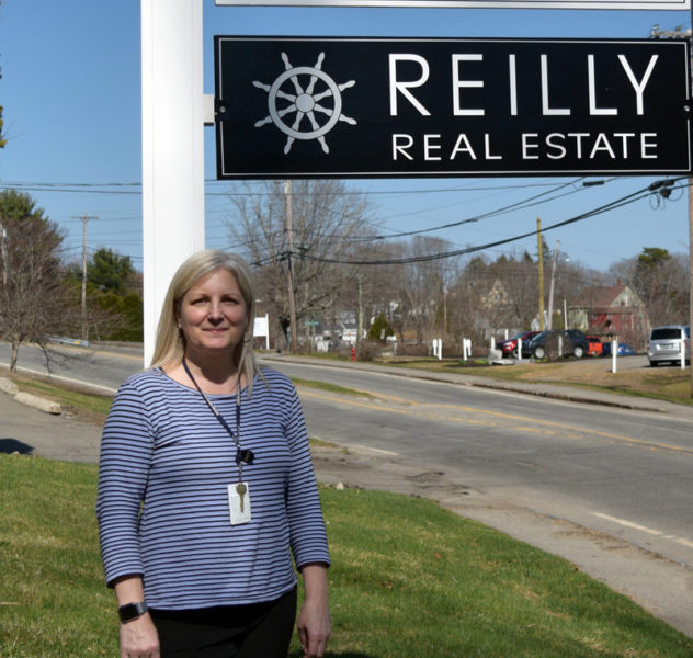 Kellie Peters stands outside her real estate office at 29 River Road in Newcastle earlier this month. The Great Salt Bay Schools gifted and talented teacher, Peters is leaving a 27-year career in education at the end of this school year to begin a full-time career as a real estate agent. (Sherwood Olin photo)