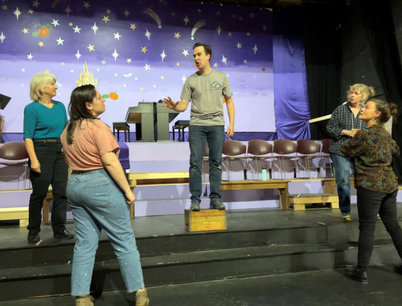 From left: Patty Hammar, Eliana Goldberg, Ben Shepard, Cathy Campbell, and Laurie Brown prepare for an upcoming performance of "Cinderella." (Photo courtesey Lincoln Theater)