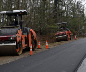 Equipment owned by Hagar Enterprises Inc. sits on the side of Egypt Road in Damariscotta on Tuesday, April 25. (Elizabeth Walztoni photo)