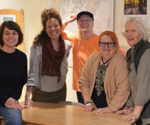 The women of "Deployed," an upcoming staged reading at The Waldo Theatre in Waldoboro. From left: Honora Boothby, Anna Belknap, Isis Phoenix, Ella Ackerman, Eleanor Busby, Shlomit Auciello, and Dayle Purington. Not pictured: Zora Margolis. (Photo courtesy The Waldo Theatre)