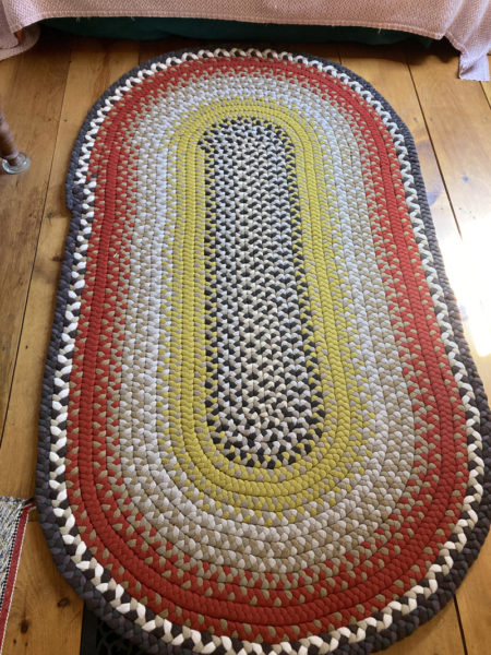 An oblong, 6-foot-by-3 1/2-foot hand-braided wool rug (Photo courtesy Waldoboro Woman's Club)