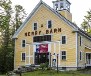 The Merry Barn welcomes visitors with a sign promoting summer programming in Edgecomb on Tuesday, June 6. The venue will host the first performance in its Music at the Merry Barn series on Saturday, June 10. (Bisi Cameron Yee photo)