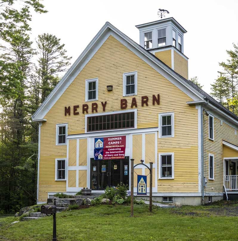 The Merry Barn welcomes visitors with a sign promoting summer programming in Edgecomb on Tuesday, June 6. The venue will host the first performance in its Music at the Merry Barn series on Saturday, June 10. (Bisi Cameron Yee photo)