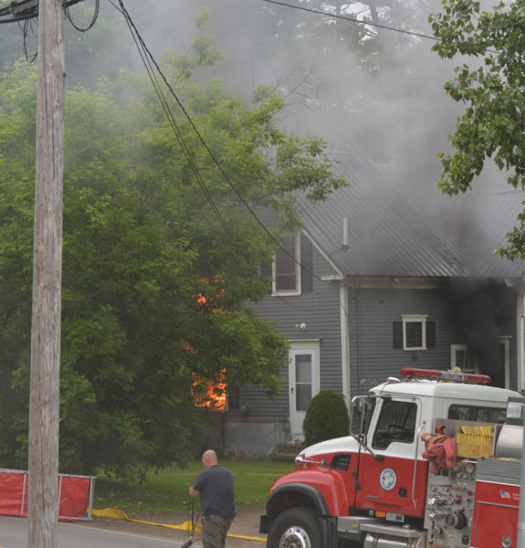 Jefferson Fire Chief Darren Walker said a rapid response by the homeowner and firefighters from six local departments helped quickly contain this structure fire on Washington Road in Jefferson on Monday, June 26. Firefighters were able to extinguish the flames within minutes of their arrival, limiting the fire damage to one room on the first floor. (Paula Roberts photo)