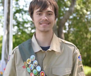 Troop 609 Life Scout Thomas Bowden completed his Eagle Scout service project at the Whitefield town office to honor all veterans. (Paula Roberts photo)