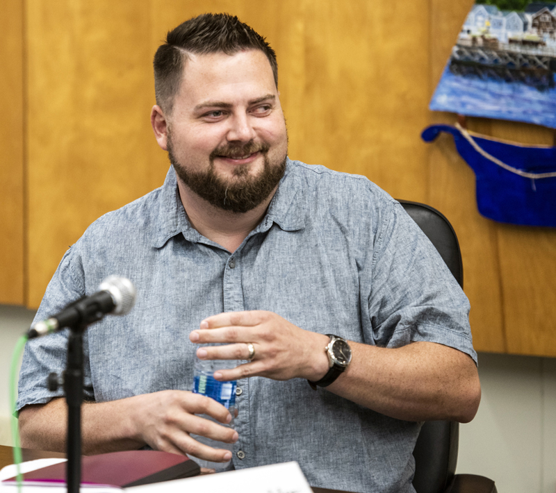 Matthew R. Brackley, the Republican candidate for Senate District 24, participates in a candidate forum in Wiscasset on Sept. 29, 2022. Brackley was arrested on two federal felony charges and six misdemeanors as part of an ongoing investigation of events at the U.S. Capitol building on Jan. 6, 2021. (Bisi Cameron Yee photo, LCN file)