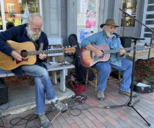 The dynamic musical duo of Chris Lannon (left) and Rick Turcotte returns to Wiscasset village for the Wiscasset Art Walk from 5-8 p.m. on Thursday, Aug. 31. (Courtesy photo)