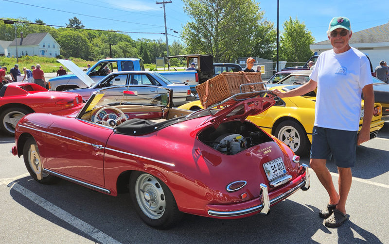 First place trophy recipient Peter Antosiewicz, of New Harbor, poses with his rare 1959 Porsche 356D at the 10th anniversary Williams-Fossett Vintage Car Show on Saturday, Aug. 12 in Bristol. (Photo courtesy Jeff Friedman)