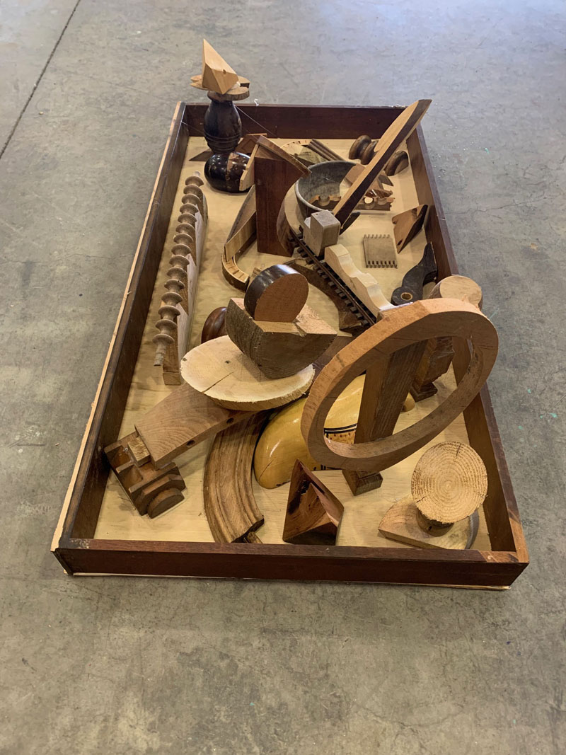 In the spirit of collaboration wooden assemblage, created at Lincoln Arts FestivalÂ’s Â“Art for ArtÂ’s SakeÂ” annual show at Southport IslandÂ’s Hodgdon Yacht Services on Saturday, Aug. 26. (Photo courtesy Andre Benoit)