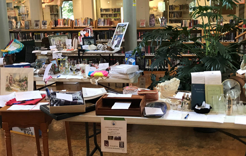 A sampling of the wide array of items available at a previous silent auction to benefit the Damariscotta Historical Society Cemeteries Restoration Fund. (Photo courtesy Sally Beaudette)