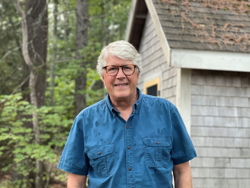 Doug Preston, a New York Times bestselling author known for his thrillers and scientific nonficiton work, stands in front of his writing cabin in the woods of Bristol. Preston has had a busy career writing over 40 books, but when he's not writing, he's enjoying the outdoors. (Johnathan Riley photo)