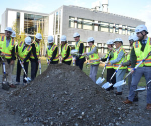 Bigelow Laboratory for Ocean Sciences staff, construction leadership, and state elected officials ceremonially break ground on a 25,000-square foot expansion on Thursday, Oct. 12. (Elizabeth Walztoni photo)