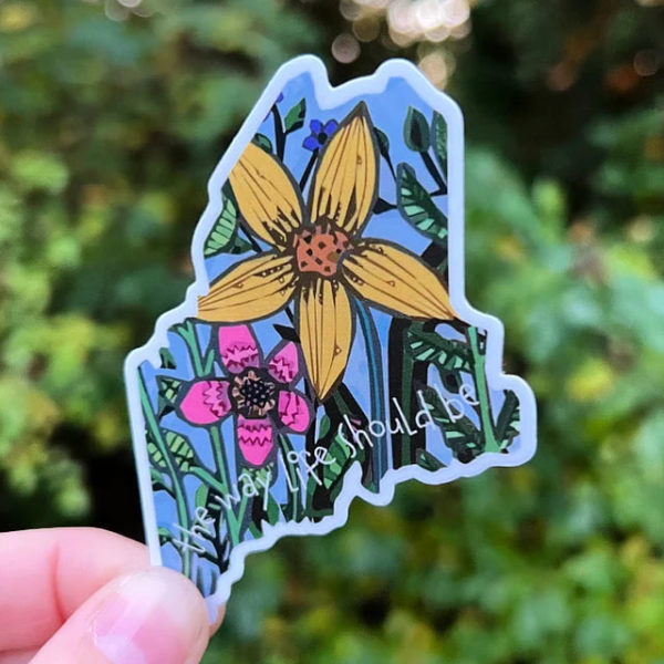 Jasmine Olsons colorful hand-drawn floral images inside Maines silhouette extolling the way life should be. (Photo courtesy Jasmine Olson)