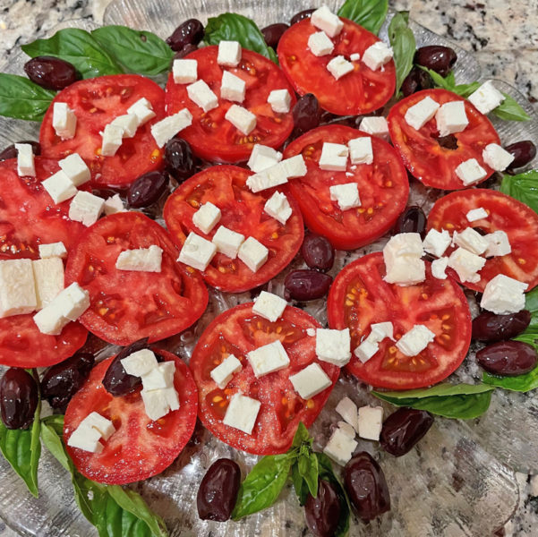 Tomato-feta-olive salad with basil (Photo courtesy I. Winicov Harrington)