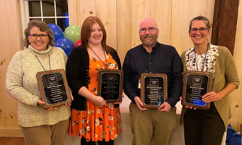 From left: Cheney Financial Group award winners Bobbi Monaghan, Kristina Childers, Joe Ford, and Stephanie Mayo. (Photo courtesy Cheney Financial Group)