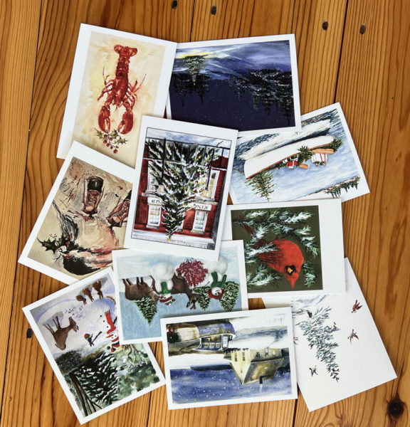 The Miles Memorial Hospital League is selling holiday cards featuring Maine-themed artwork donated by local artists. (Photo courtesy Miles Memorial Hospital League)