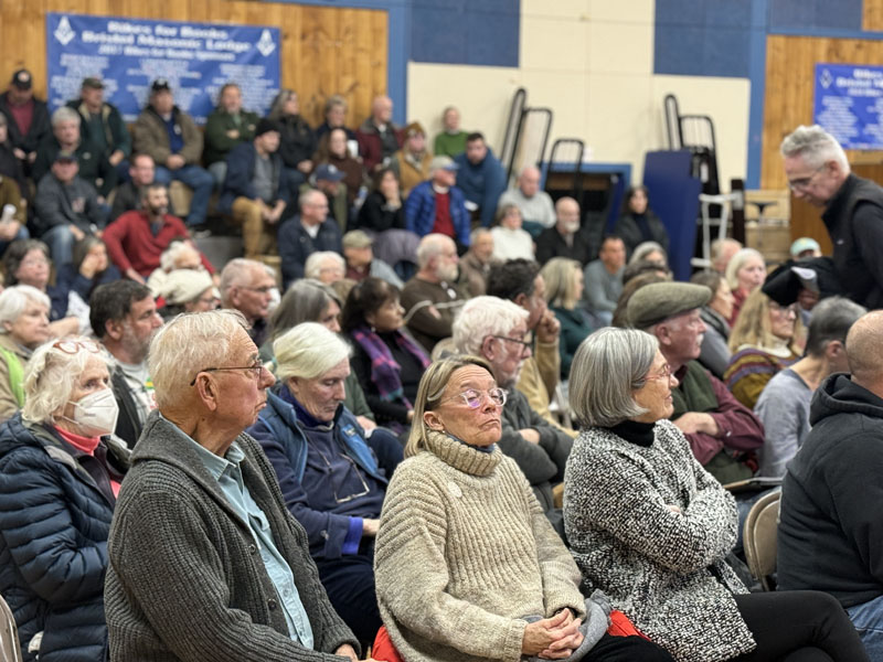 Residents fill the Bristol Consolidated School gymnasium for a public hearing on the townÂ’s draft comprehensive plan on Thursday, Dec. 7. The public hearing is a requirement from the state in order for the plan to receive its approval. (Johnathan Riley photo)