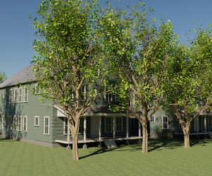 A rendering by Channing Nelson of the 16-unit modular construction affordable housing development on Mills Road proposed by Rob Nelson that will break ground year if Nelson receives funding from MaineHousing in January. It is among a handful of various affordable housing projects proposed around the county amidst new funding opportunities. (Courtesy image)