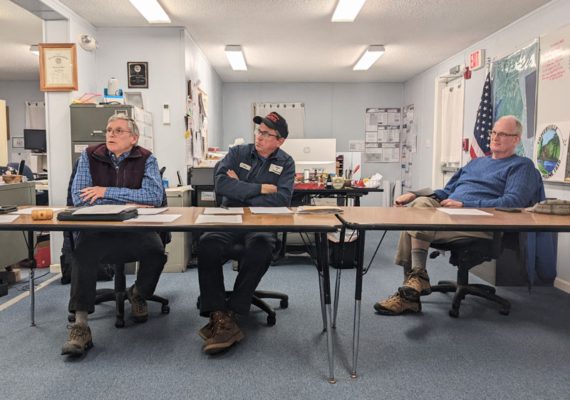 From left: Somerville Select Board Chair Chris Johnson and members Don Chase and Donald Witmer-Kean listen to comments during the boardÂ’s Wednesday, Dec. 6 meeting. (Molly Rains photo)