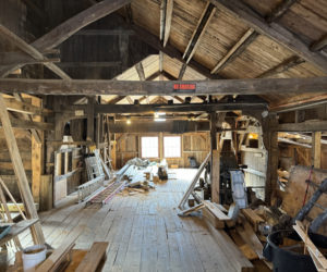 The inside of the mill building at Pemaquid Falls in Bristol has been under renovation since 2019, but has a history that spans over the last 200 years that includes being a lumber mill, carding mills, and grist mill. (Johnathan Riley photo)