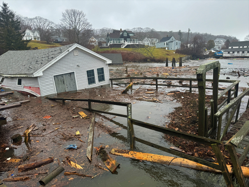 A boat house pulled into New Harbor by the Wednesday, Jan 10 storm. Local officials are urging residents to report damages from the Jan. 10 storm separately from any damages resulting from a potential storm Saturday, Jan. 13. (Johnathan Riley photo)