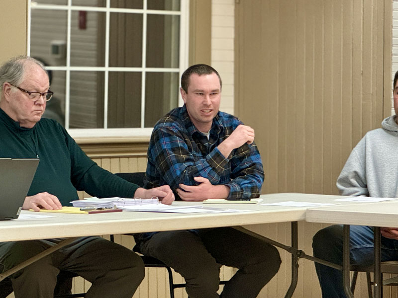 Bristol Planning Board Chair Benjamin Pendleton gives examples of what sort of feedback the board could provide about the draft comprehensive plan during a meeting on Tuesday, Feb. 27 at the Bristol town office. Pendleton said the planning board could have comments and feedback on the plan to the comprehensive plan committee by the end of March. (Johnathan Riley photo)