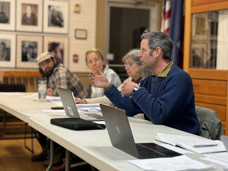 Kenneth Kortemeier, a member of BristolÂ’s comprehensive plan committee, speaks at a meeting in the Bristol town office on Tuesday, Feb. 27. The purpose of the meeting, which consisted of members of the comprehensive plan committee as well as the townÂ’s select board and planning board, was to find a path forward for the draft comprehensive plan. (Johnathan Riley photo)