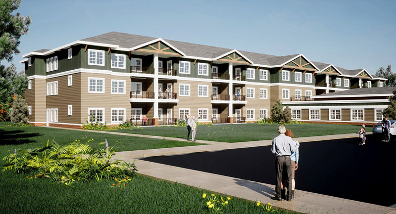 A rendering of Islebrook Village at Wiscasset, which will be located at 146 Gardiner Road, the former location of Wiscasset Primary School. The facility, which will be comprised of two buildings, will have 105 rental units suited for independent, assisted, and memory care living, according to Everbrook Senior Living Chief Operating Officer Robert "Bob" Kelley. (Photo courtesy Everbrook Senior Living)