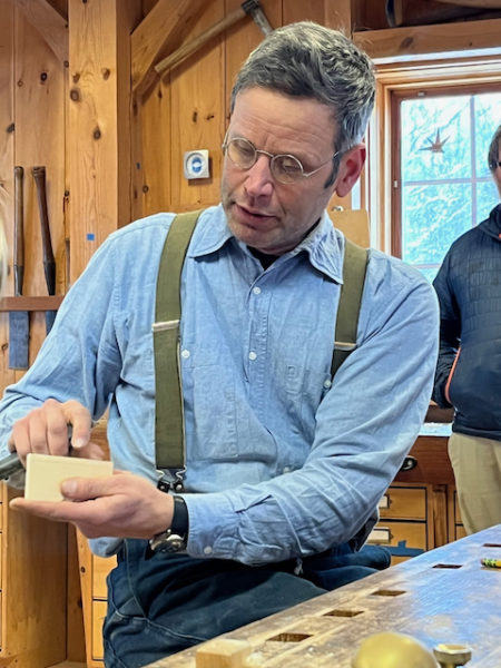 Kenneth Kortemeier led a full day of wood-working for five Great Salt Bay School students. (Photo courtesy Carpenter's Boat Shop)