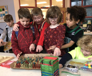 Nobleboro Central School students create collections of 100 items for the 100th day of school on Feb. 13. (Photo courtesy Nobleboro Central School)