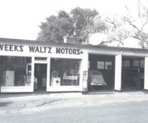 Weeks-Waltz Motors as it looked in its new home in Newcastle in 1948. The business moved four times in the Twin Villages during its 70 years of operation. (Photo courtesy Newcastle Historical Society)