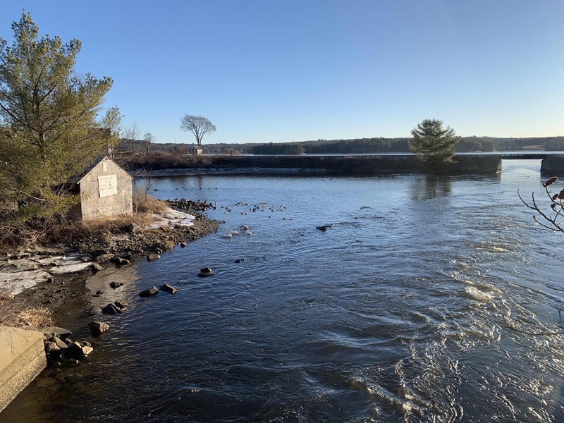 The forebay at Damariscotta Mills Fish Ladder. A Mid-Coast Audubon field trip on Saturday, March 16 will check the pools above and below the  fish ladder and also look out over Great Salt Bay. (Photo courtesy Jeff Cherry)