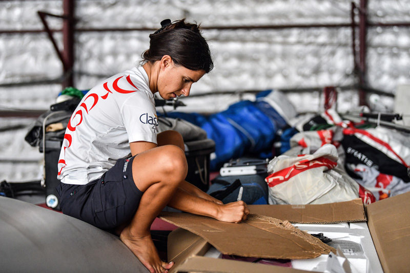 Cole Brauer prepares to race around the world in the fall of 2023. On Thursday, March 7, she became the first American woman to sail nonstop around the world solo. (Photo courtesy James Tomlinson)