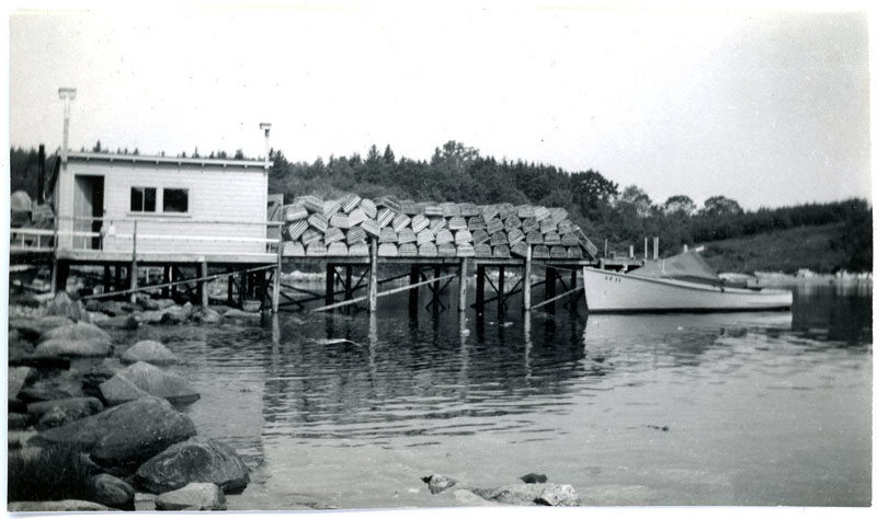 Local history is preserved in the Old Bristol Historical Society archives. The January 2024 storms destroyed Don Osier's New Harbor dock, but here it is circa 1955 when it was used by Osiers grandfather, Elmer. Note the wooden lobster traps. (Photo courtesy Old Bristol Historical Society, Donald Osier Collection)