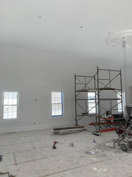 Whitefield Librarys second floor renovation project has just completed the painting of the main room walls and the beautiful coved ceiling. (Photo courtesy Cheryle Joslyn)