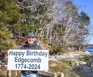 Ryan McPherson, of Glidden Point Oyster Farms, celebrates Edgecomb's 250th birthday. (Photo courtesy Cameron Yee Photography)