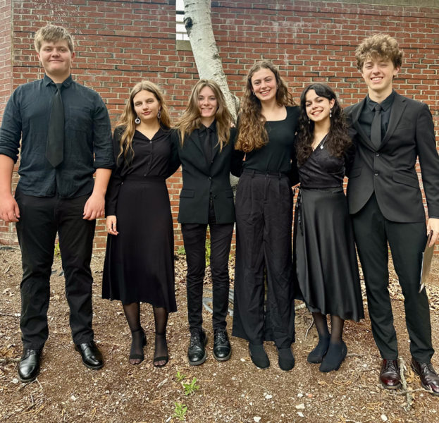 Lincoln Academy's 2024 All State vocalists are, from left: Felix Cunningham, Kayla Cruz, Violet Holbrook, Mariana Janik, Sophia Scott, and Anderson Pierpan. (Photo courtesy Lincoln Academy)