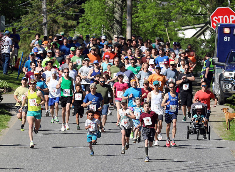 The runners are off for the 2024 Run with the Alewives 5K in Damariscotta Mills Saturday, May 25. (Photo courtesy Kris Kristine)