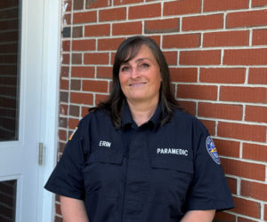 Wiscasset Emergency Medical Services Chief Erin Bean stands outside of her office at 51 Bath Road on Tuesday, June 4. Bean has been an emergency medical service professional for over 25 years, but when shes not answering the calls of the town, shes at her home in Dresden tending to her gardens and making bagels for her children. (Johnathan Riley photo)