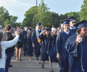 Medomak Valley High School graduates leave the ceremony as alumni Wednesday, June 12. (Molly Rains photo)