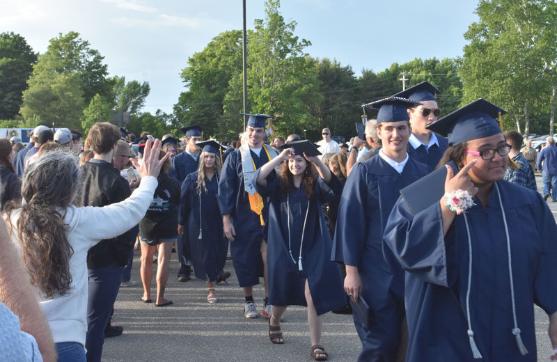 Medomak Valley High School graduates leave the ceremony as alumni Wednesday, June 12. (Molly Rains photo)