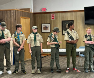 Damariscotta Scout Troop 213 presented rank advancements and merit badges during a Court of Honor held Thursday, June 13, at the Wells-Hussey American Legion Post 42 in Damariscotta. Since February, Troop 213 Scouts earned a total of 45 merit badges. (Courtesy photo)