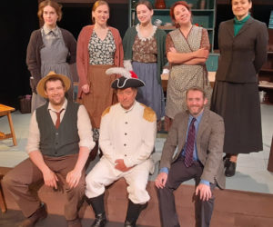 The cast in Heartwood Theater's "Dancing at Lughnasa." Back row, from left: Abigail White, Emily Sue Barker, May Halm, Teralyn Reiter, and Nanette Fraser. Front row: Joe Lugosch, Tim Cunningham, and Morgan Shattuck. For more information, go to heartwoodtheater.org. (Photo courtesy Joy Braley)