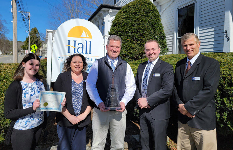 Hall Funeral Homes & Cremation Services is ranked among its peers as one of the top funeral homes in the country for customer service. From left, Halls full-time team members are Lexi Hartford, funeral director; Trenna Bragg, tribute team manager; Michael J. Hall, owner and funeral director; William 'Will' Waldron, III, apprentice; Jamie Keene, crematory operator and funeral attendant. Not pictured, photographer and chief financial officer Liz Hall. (Photo courtesy Hall Funeral Home)