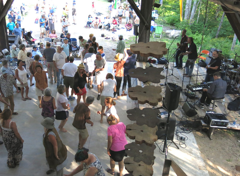 Audience members boogie down to the sounds of The Boneheads during the 2023 Live Edge Music festival. The festival returns to the Hidden Valley Nature Center in Jefferson on Saturday, Sept. 7. (Photo courtesy Midcoast Conservancy)